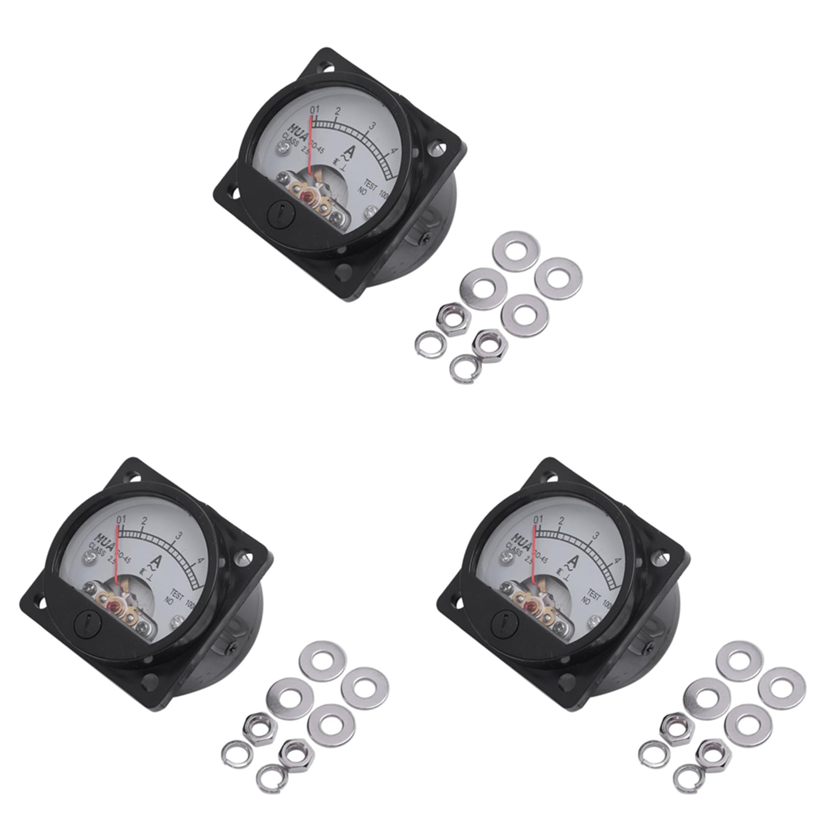 Ctrlzs Black 3X Class 2.5 Accuracy Ac 0-5A Analog Panel Round Meter Ammeter Meter