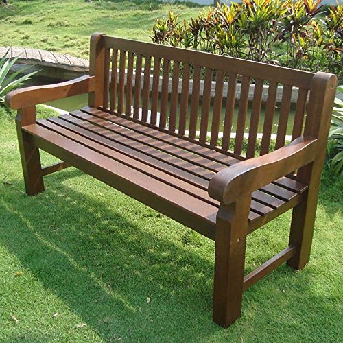 Preisvergleich Produktbild Pharao24 Gartenbank aus Eukalyptus massiv Armlehnen