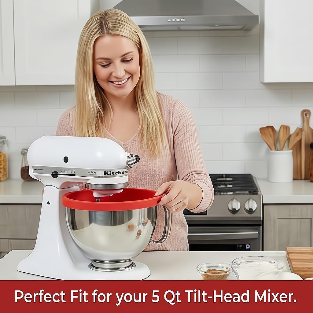 Silicone Bowl Liners for Kitchen 5Qt Tilt-Head Stand Mixers, Mixing Bowl Inserts with Lids, Non-Stick & Heat Resistant, Mixer Accessories Not for Bowl-Lift Models, Replacement Liners set of 3