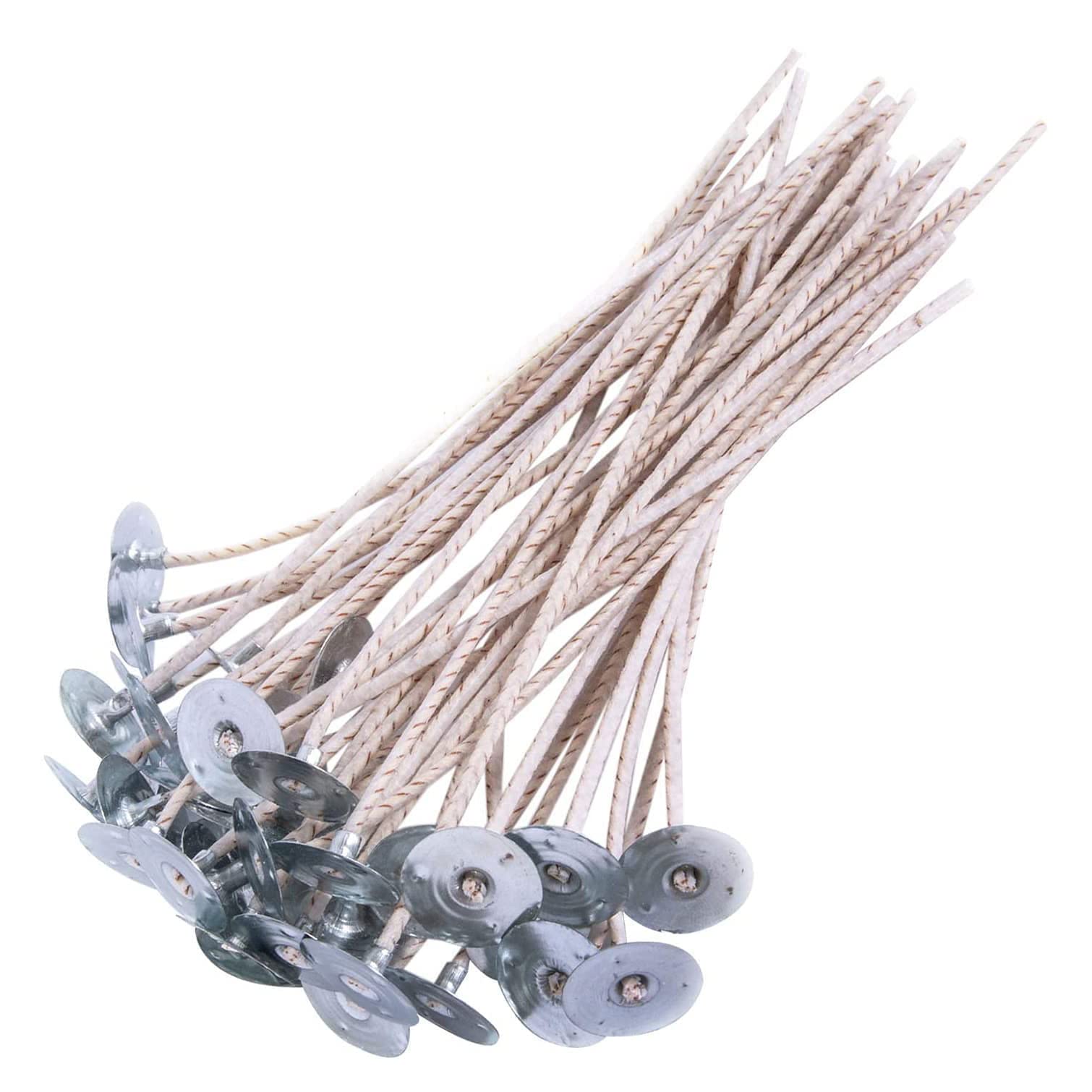 Ferleiss 100Pcs Eco Wicks For Soy Candles, 8 Inch Pre-Waxed Candle Wick For Candle Making,Thick Candle Wick With Base