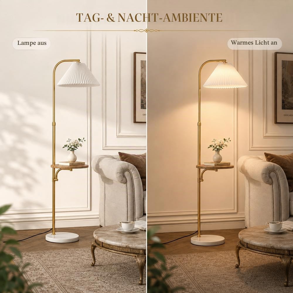 Stehlampe mit Tisch-Faltenschirm, vertikale Lampe, multifunktionale Stehlampen mit Trennwand, verstellbarer Kopf, Steh-Stehleuchten, Sofa-Eck-Leselampen, hohe Lampen für Schlafzimmer Wohnzimme