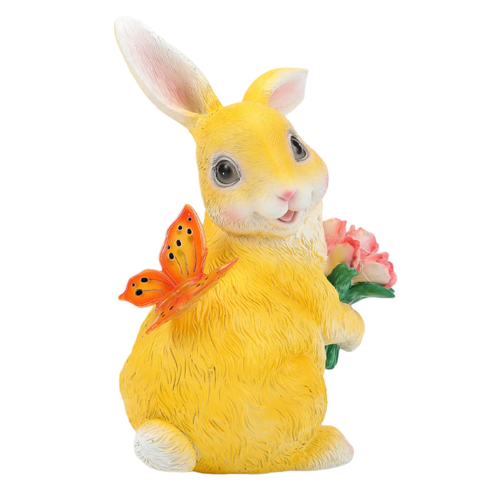 Solar Garden Statue Yard Decoration for Patio Balcony Lawn Ornament Rabbit Figurine Outdoor Bunny Statue Unique Housewarming Birthday Gifts for Women (Yellow)