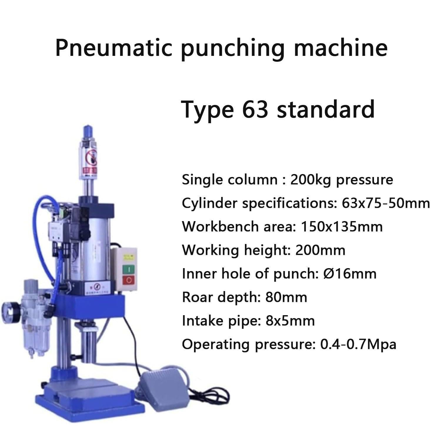 Perforatrice pneumatica verticale, punzonatrice ad alta precisione da 200 kg/300 kg, con pulsanti o pedale per rivettatura da banco