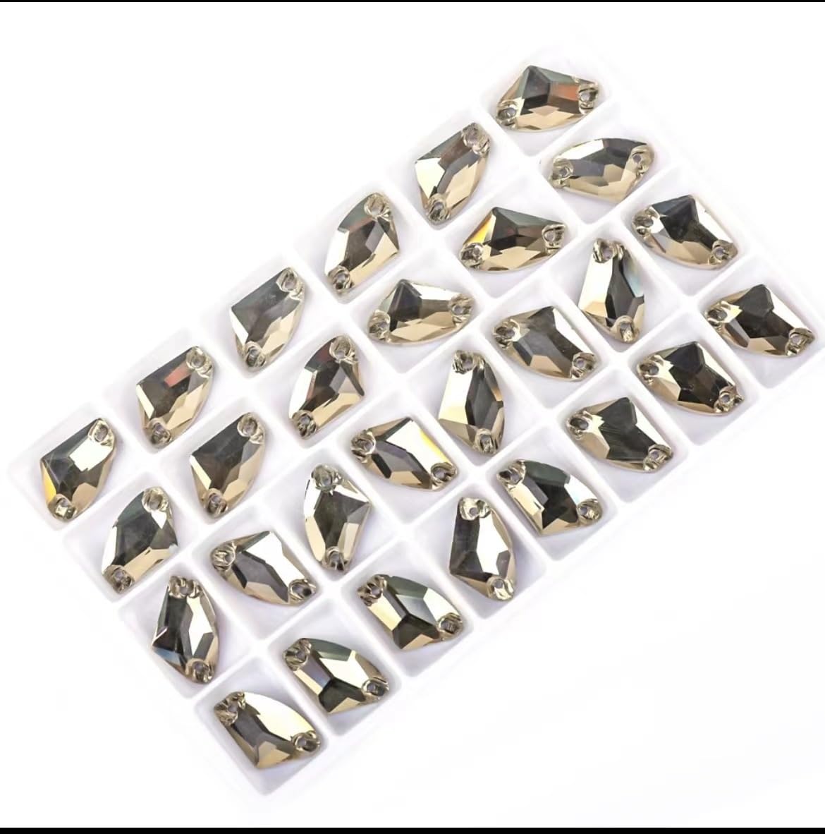 Cyrkonie, Szyte kamienie Płaskie kryształki do szycia Szklane Akcesoria ubrań(Gold,12x19mm 28Pcs)