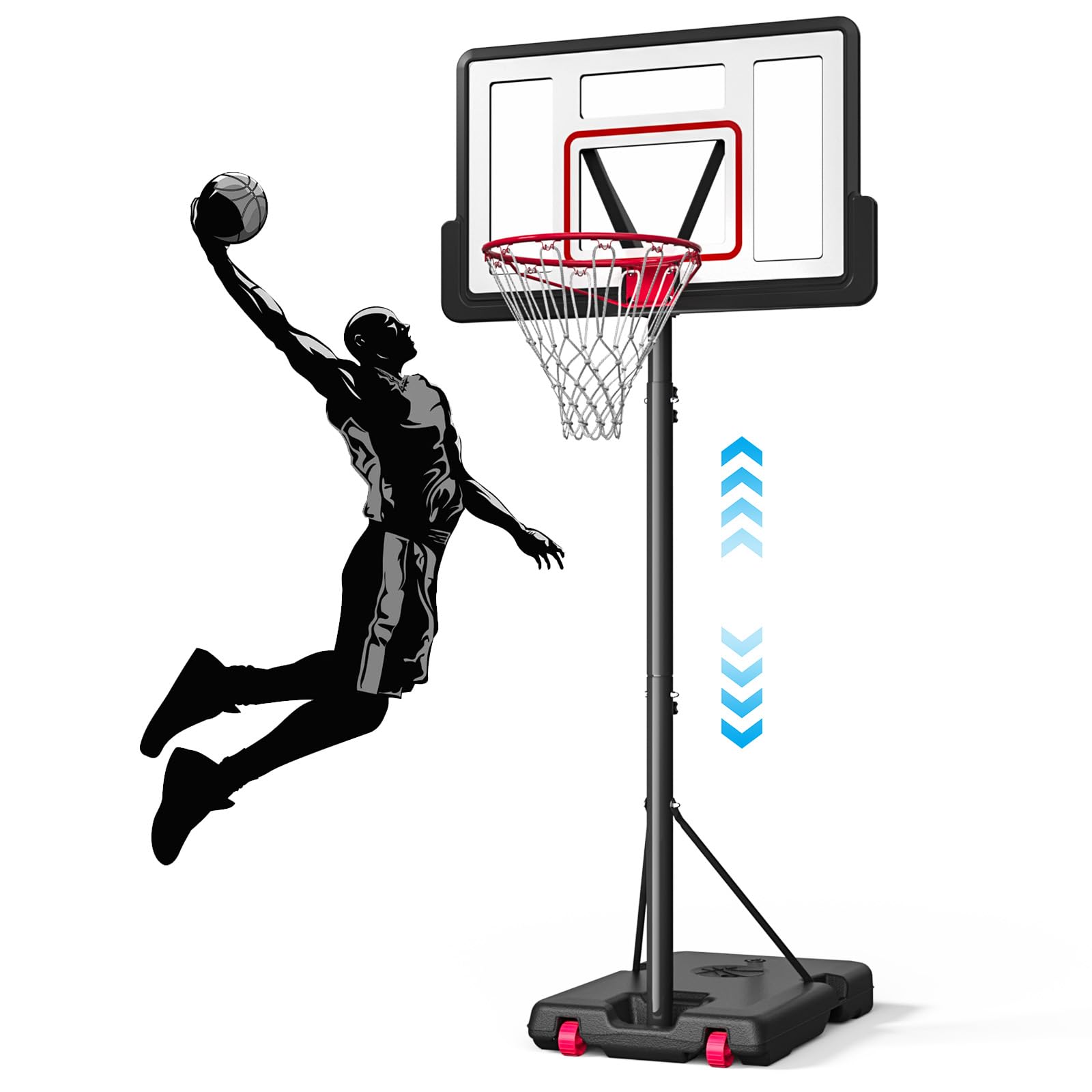 IGL Kids Basketball Hoop Outdoor | 4-8.5ft Adjustable Height | 33" Shatterproof Backboard | Fillable Base &amp; Extra Anchor | Portable Goal w/Wheels for Backyard Driveway