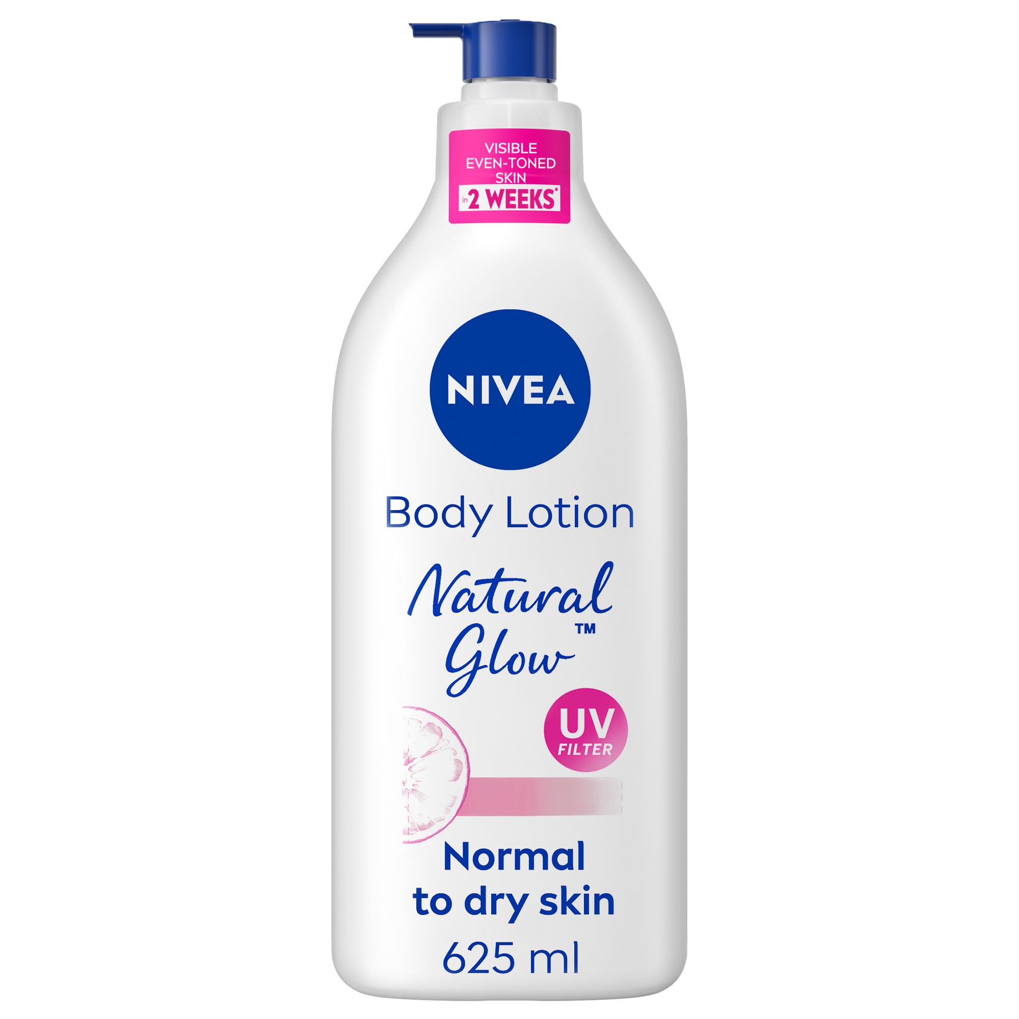 NIVEABody Lotion for Normal to Dry Skin, Natural Glow, with Vitamin C and UV Filter, Moisturizes and Evens Skin Tone, 625ml