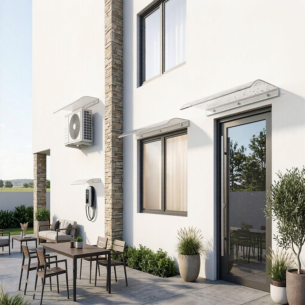Tettoia Per Porta D'Ingresso, Pensilina Copertura Da Pioggia, Tende Per Finestre Esterne, Pannello Trasparente Per Veranda, Cassette