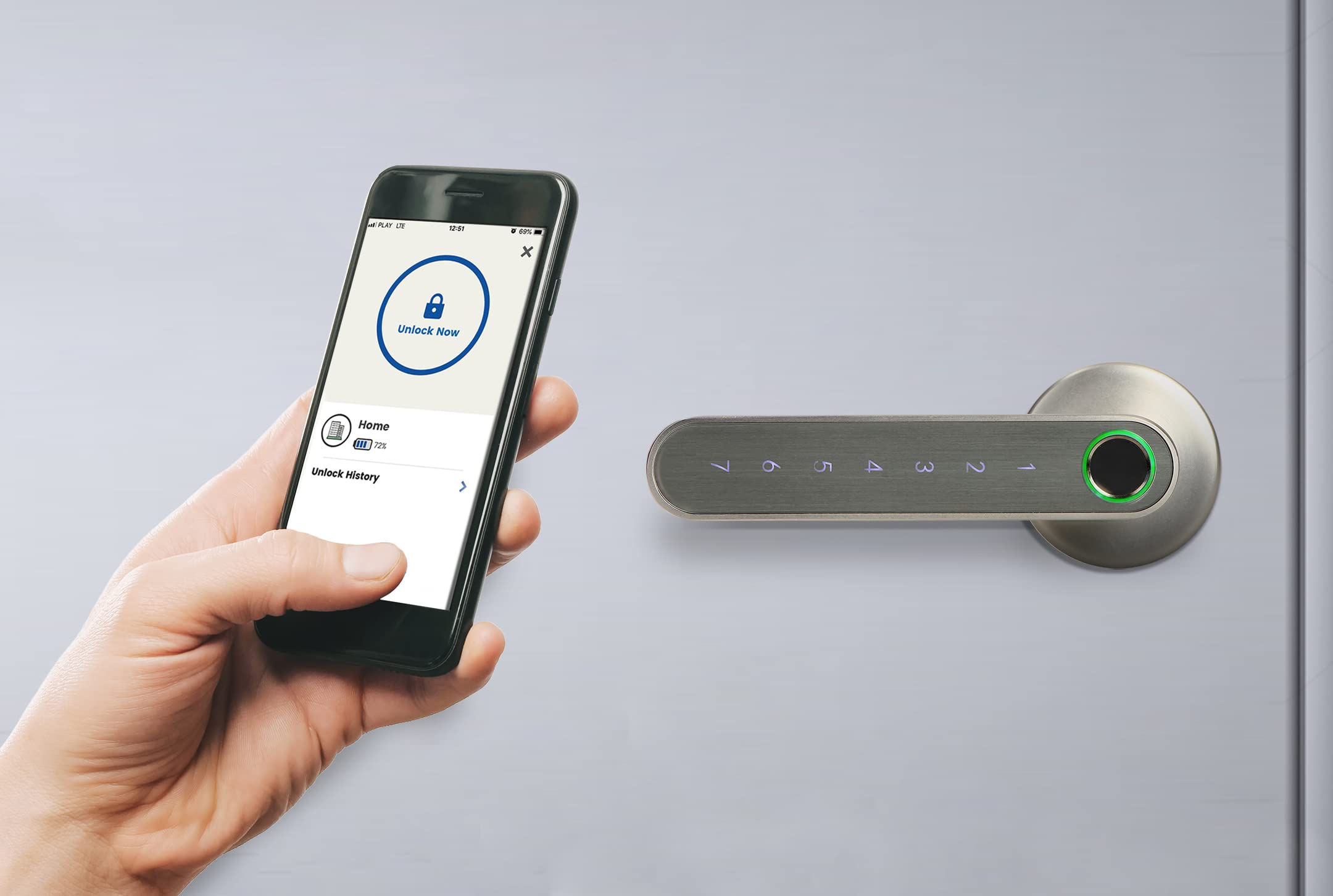 Orno OR-ZS-853 elektroniczny zamek z klawiaturą dotykową i inteligentną funkcją - czytnik linii papilarnych, Bluetooth 4.0 (Nikiel)
