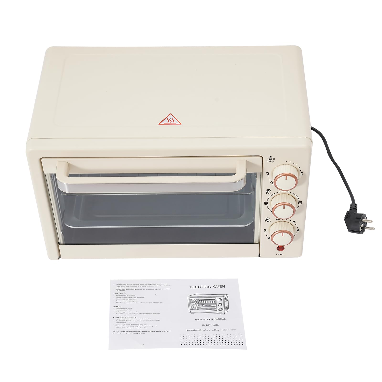 Mini four 22 litres | Four | Minuteur 60 min | 1000 W | Températures de 120 °C à 250 °C pour poulet rôti, pizza, saucisses, gâteaux aux œufs