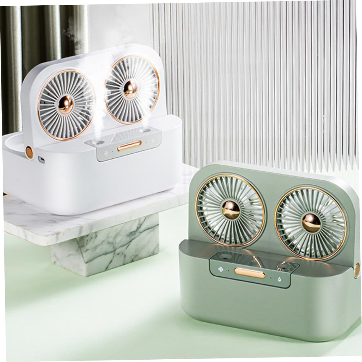 1set Portable Rechargeable Humidification Fan Dual Spray Desktop Air Cooler for Indoor and Outdoor Use Air Outlet Hour Mist Feature
