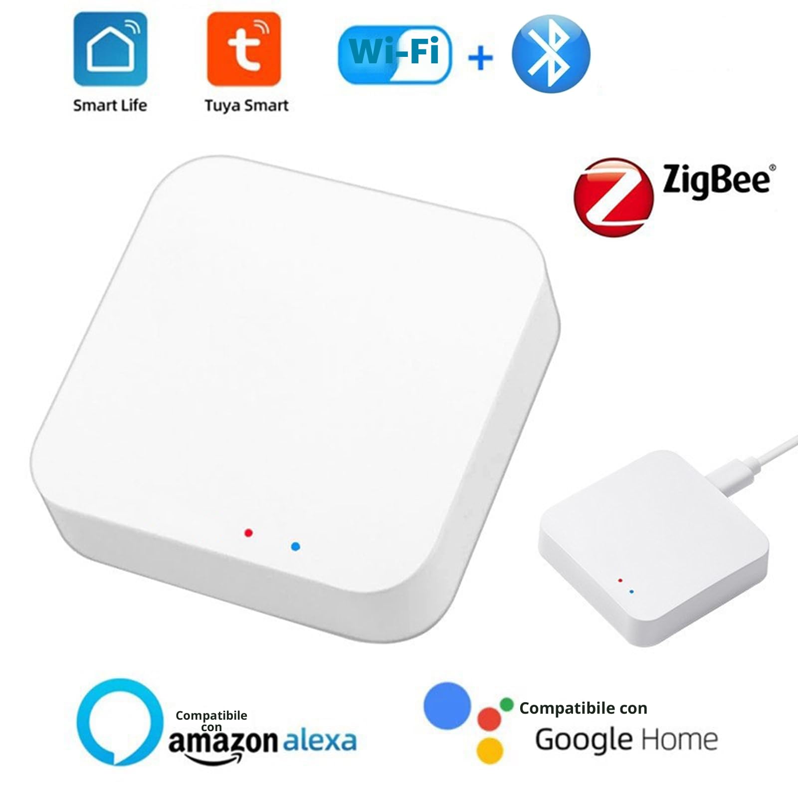 Zigbee Hub WiFi et Bluetooth Dual Mode Gateway, Tuya Smart Home Bridge Wireless Control, Intelligent Bridge Wireless Smart Home Gateway Pannel via Alexa, Google Home