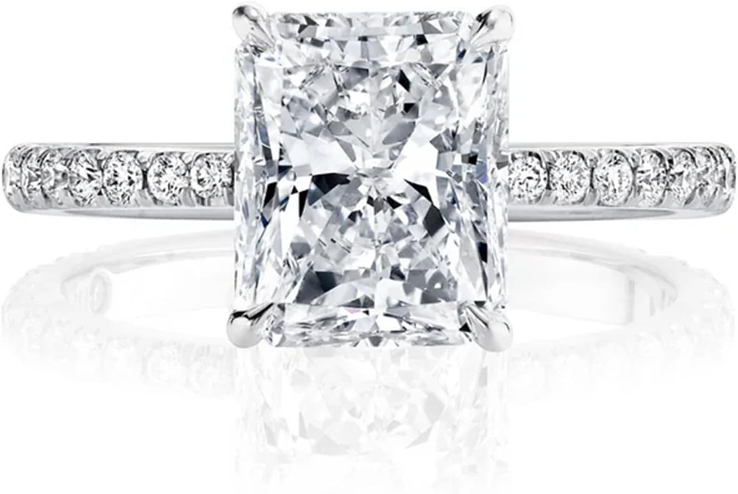 JKK Valentines Day Moissanite Rings for Women - 925 Sterling Silver D Color VVS1 Clarity Lab Created Moissanite Wedding Rings for Her Silver Jewelry Valentines Day Gifts for Her