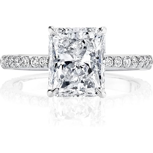 JKK Valentines Day Moissanite Rings for Women - 925 Sterling Silver D Color VVS1 Clarity Lab Created Moissanite Wedding Rings for Her Silver Jewelry Valentines Day Gifts for Her