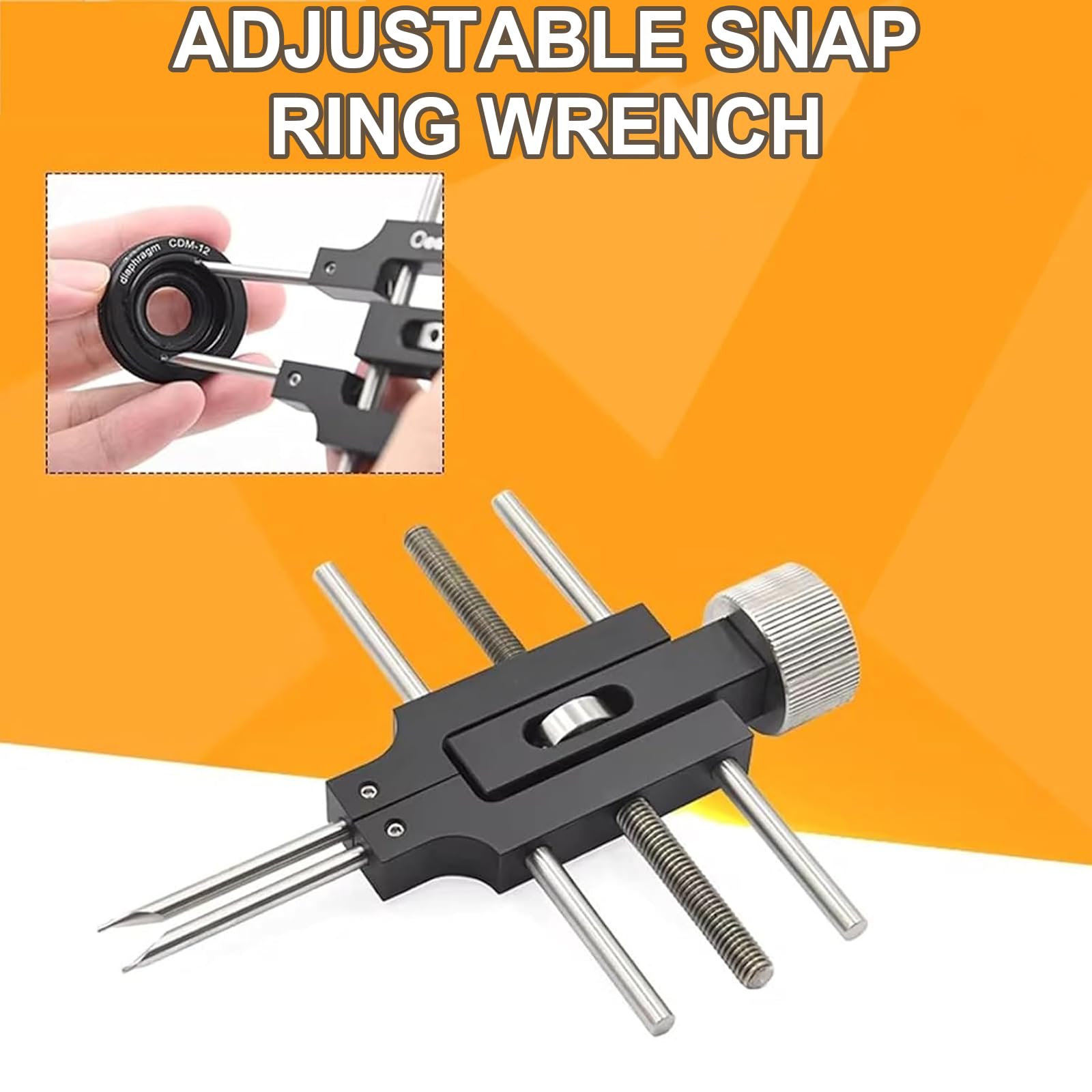 Llave de anillo de retención óptica, herramienta universal ajustable con mecanismo de bloqueo, herramienta de instalación y extracción de precisión, rango ajustable de 3 a 76,2 mm