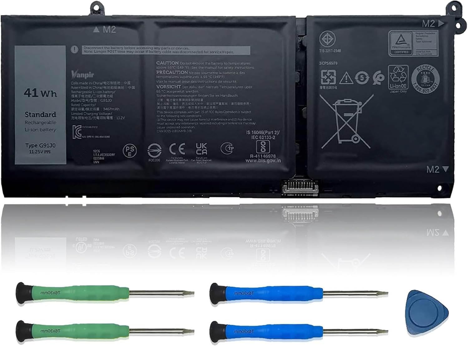 G91J0 Laptop Battery Replacement for Dell inspiron 3510 3515 3511 5515 5510/5518 5410(2-in-1)/5418 vostro 5410 5510 Latitude 3320 Series 0FH3K2 FH3K2 TN70C 0WV3K8 41Wh 3467mAh