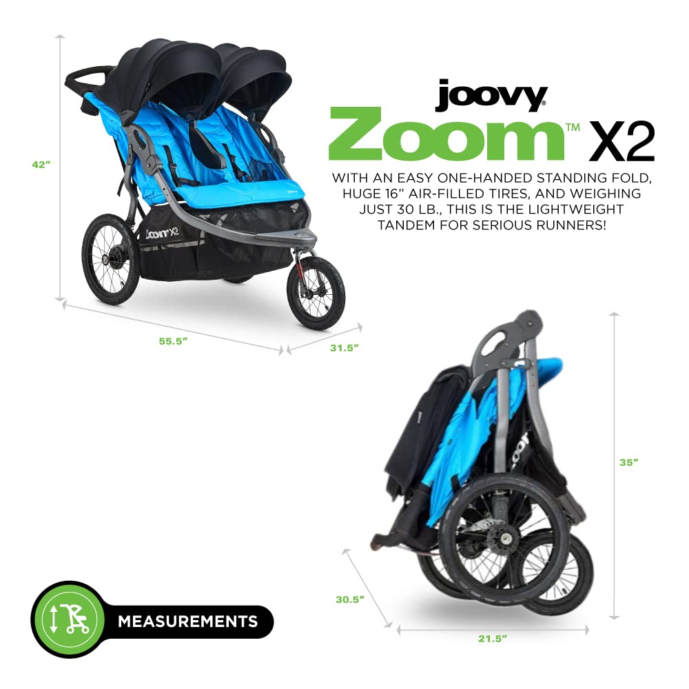 Joovy Zoom X2 Lightweight Performance Double Jogging Stroller Featuring ExtraLarge Pneumatic