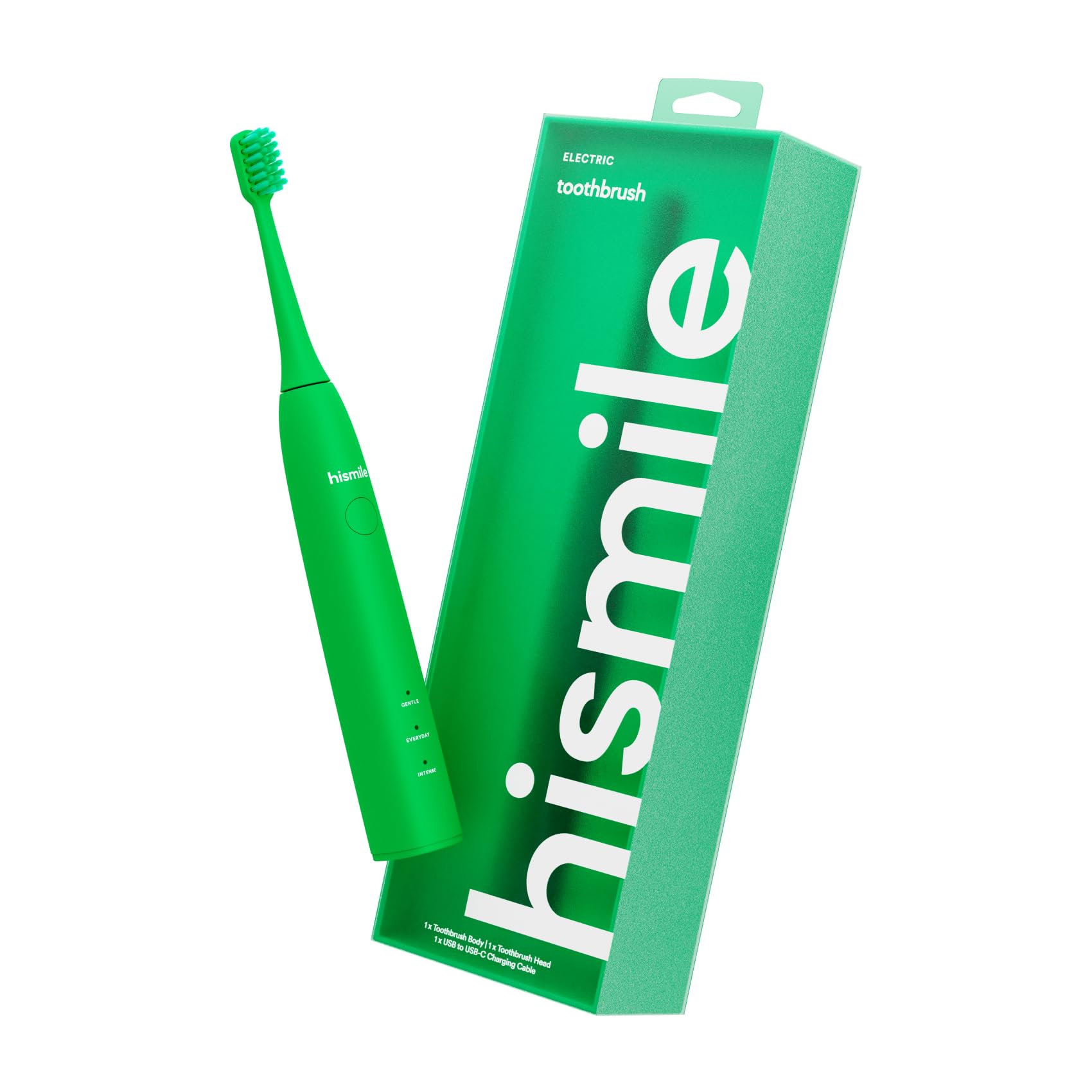 HISMILEElectric Toothbrush, 3 Brushing Modes, Smart Timer, Rechargeable Electric Tooth Brush for Adults and Children, Soft-Tapered Bristles, Mode Memory (Bright Green)