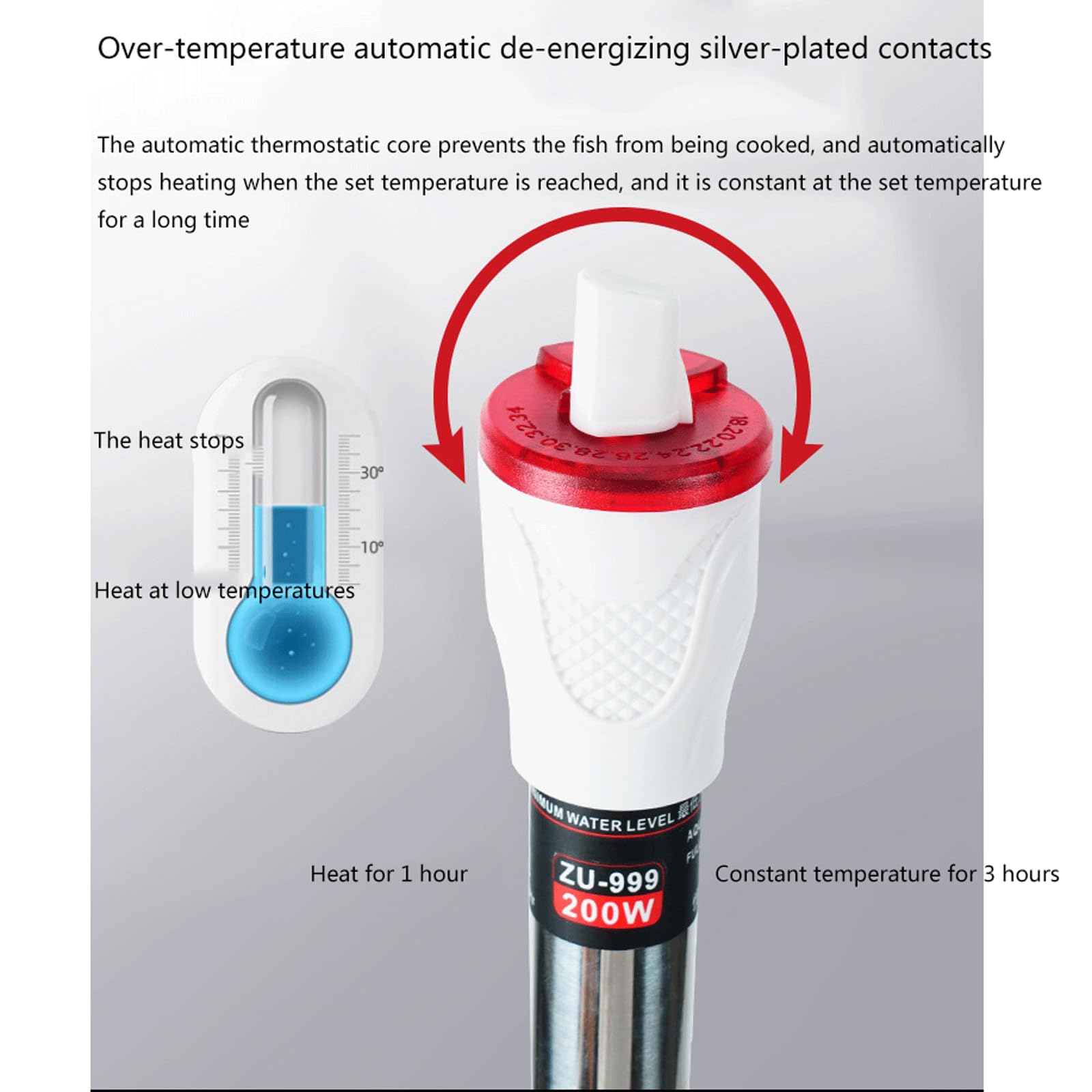 Rod di Riscaldamento in Acciaio Inox Fish Tank Rod Termostato Automatico con Manicotto di Protezione,500W