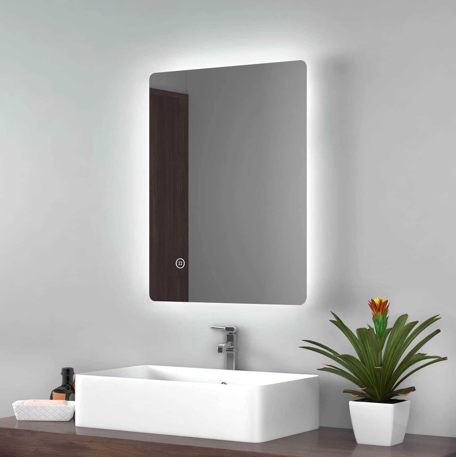 EMKE Backlit Illuminated Bathroom Mirror with Lights 450x600mm, Wall