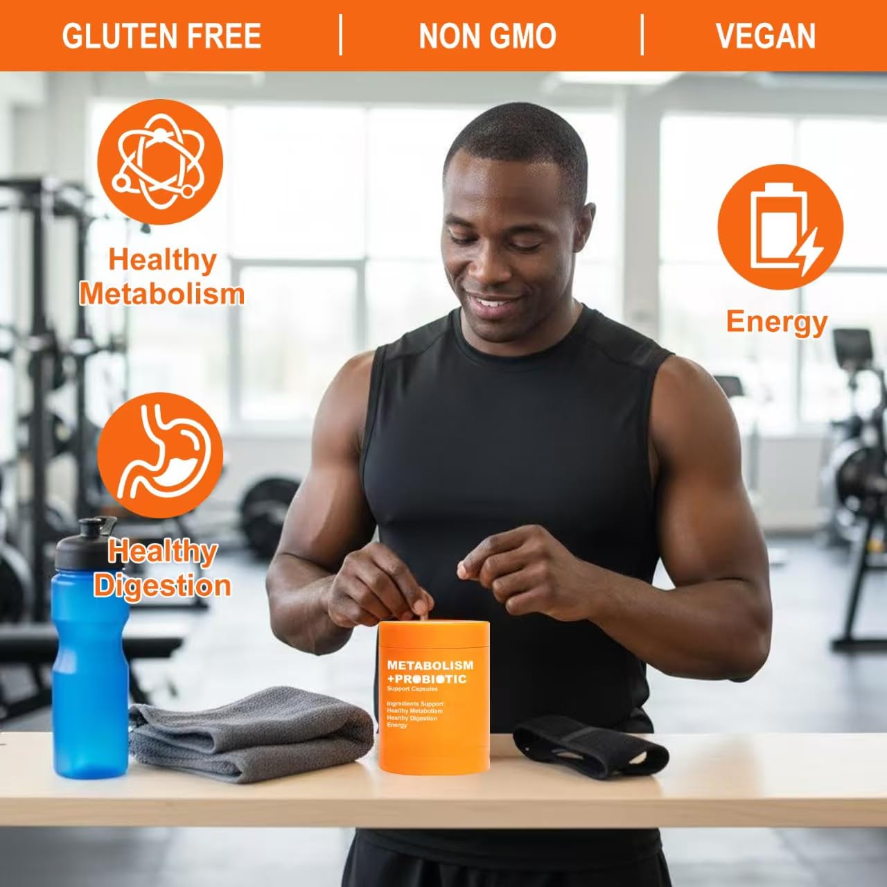 Métabolisme + Capsules de soutien probiotiques – Métabolisme, santé intestinale et énergie soutenue – avec extrait de grain de café vert et probiotiques ciblés