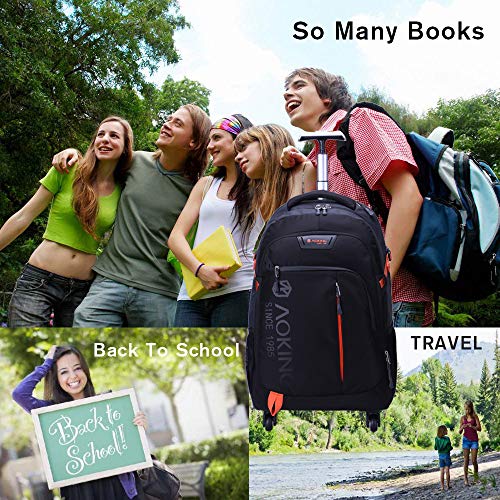 Aoking 20/22 ″ Water Resistant Rolling Wheeled Backpack Laptop Compartment Bag (22 Inch, Purple) #TOP5