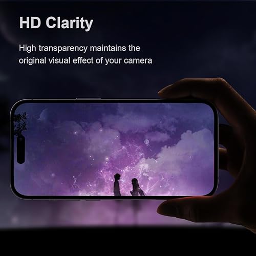 Miniatura 3 de 3+1 Compatible con iPhone 15 Pro y iPhone 15 Pro Max, protector de lente de cámara de vidrio templado 9H, anillo individual de metal, protector de