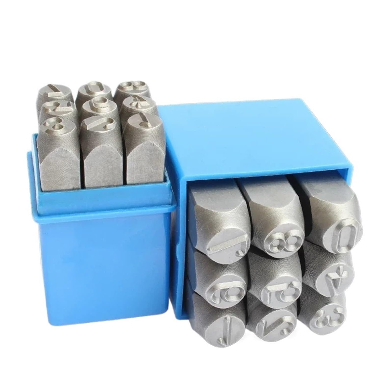 Set di strumenti per la stampa su metallo, Set di timbri for rivetti con numeri e lettere in acciaio 3-12 mm AZ 0-8 legato simboli(6mm English A-z)