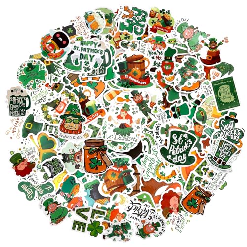 100 Autocollants Pour La Saint-Patrick–Imperméables En Vinyle En Forme De Trèfle,Autocollants Verts 100 Irlandais Pour Bouteilles D'Eau,Ordinateurs Portables,Guitares Et Décorations De Fête