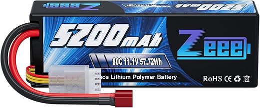 Zeee 11.1V 80C 5200mAh 3S LiPo Battery High Capacity Battery for 1/8 and 1/10 RC Car RC Products Battery for Drones and More (T-Plug)