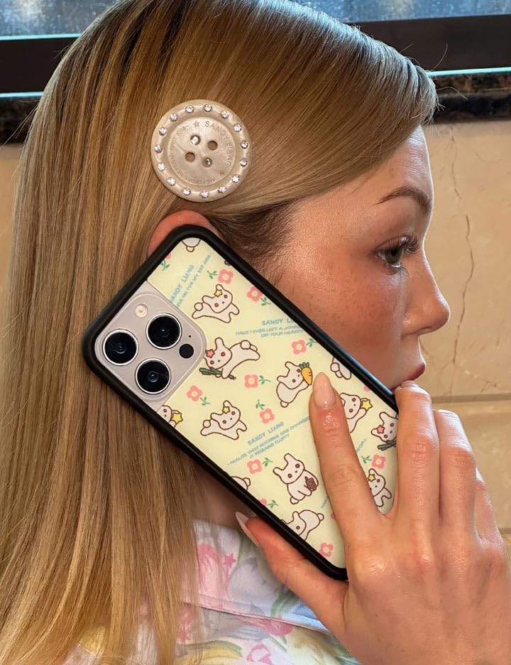 Image of Wildflower Cases - Compatible with iPhone 16 | Protective Black Bumper, 6.5ft Drop Test Certified, Women Owned Small Business | Yellow Pink Cute Trendy | Collab - Sandy Liang Bunny Gift Wrap