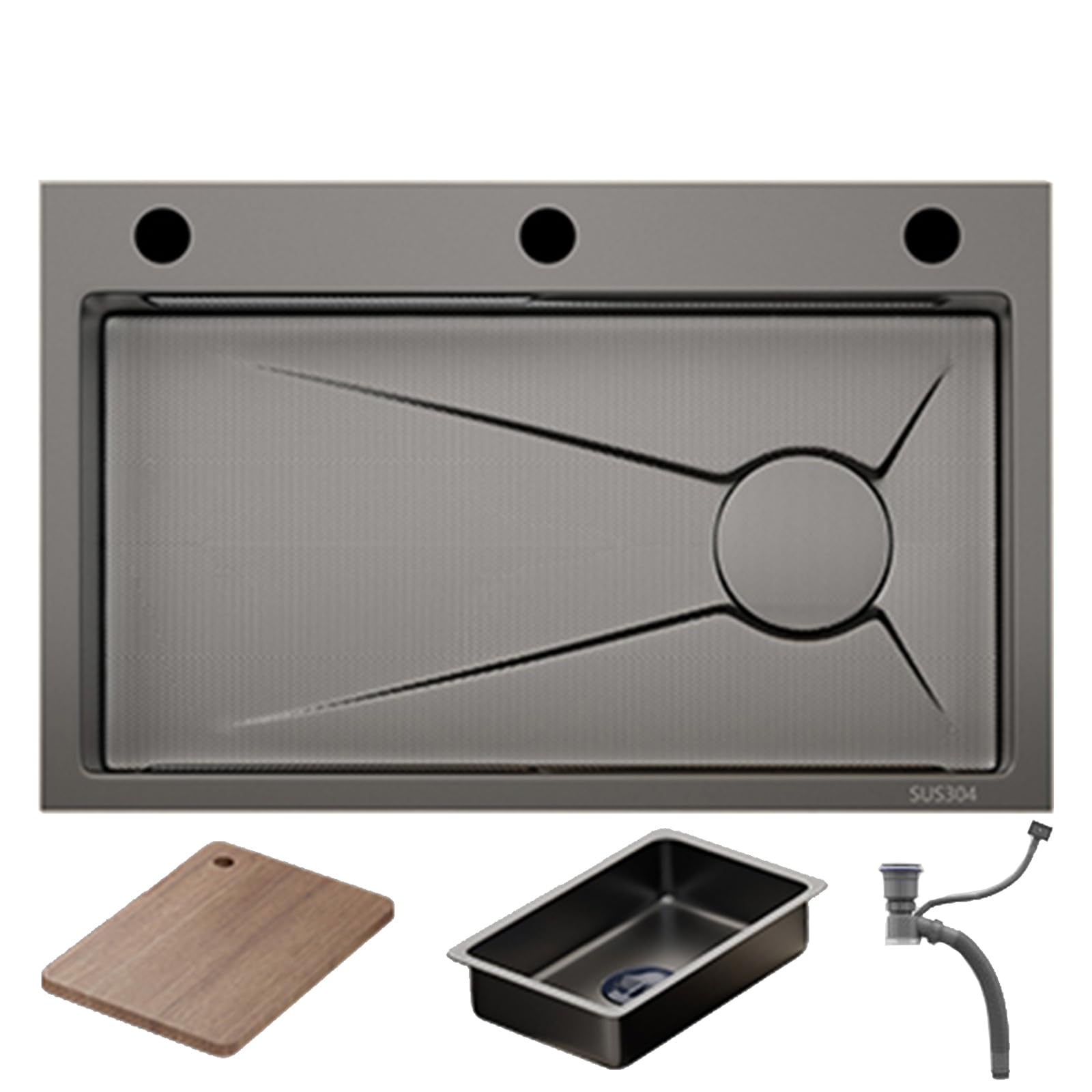 CSXSXAUO Stainless Steel Kitchen Sink - Modern Single Bowl Drop-In Utility Sink, 304 for Kitchen, Restaurant, Bar, Laundry Room Work Station Design