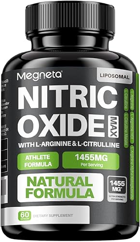 Suplemento de óxido nítrico con L arginina y L citrulina - Apoya los músculos, bombas, salud cardiovascular, 60 cápsulas