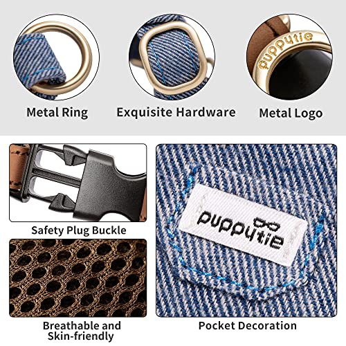 Puppytie No Pull Dog Harness With Multifunction Dog Leash,Soft Adjustable No Choke Escape Proof Pet Harness Vest For Medium Dogs,Denim Mocha Brown,M #TOP2