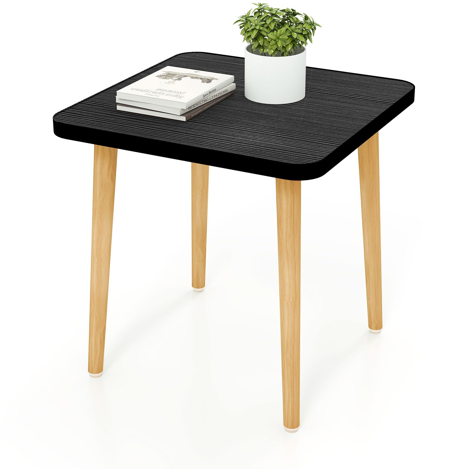 Funecy Simple End Table Modern Side Table with 4 Solid Wood Sturdy Legs for Living Room Nightstand Bedside