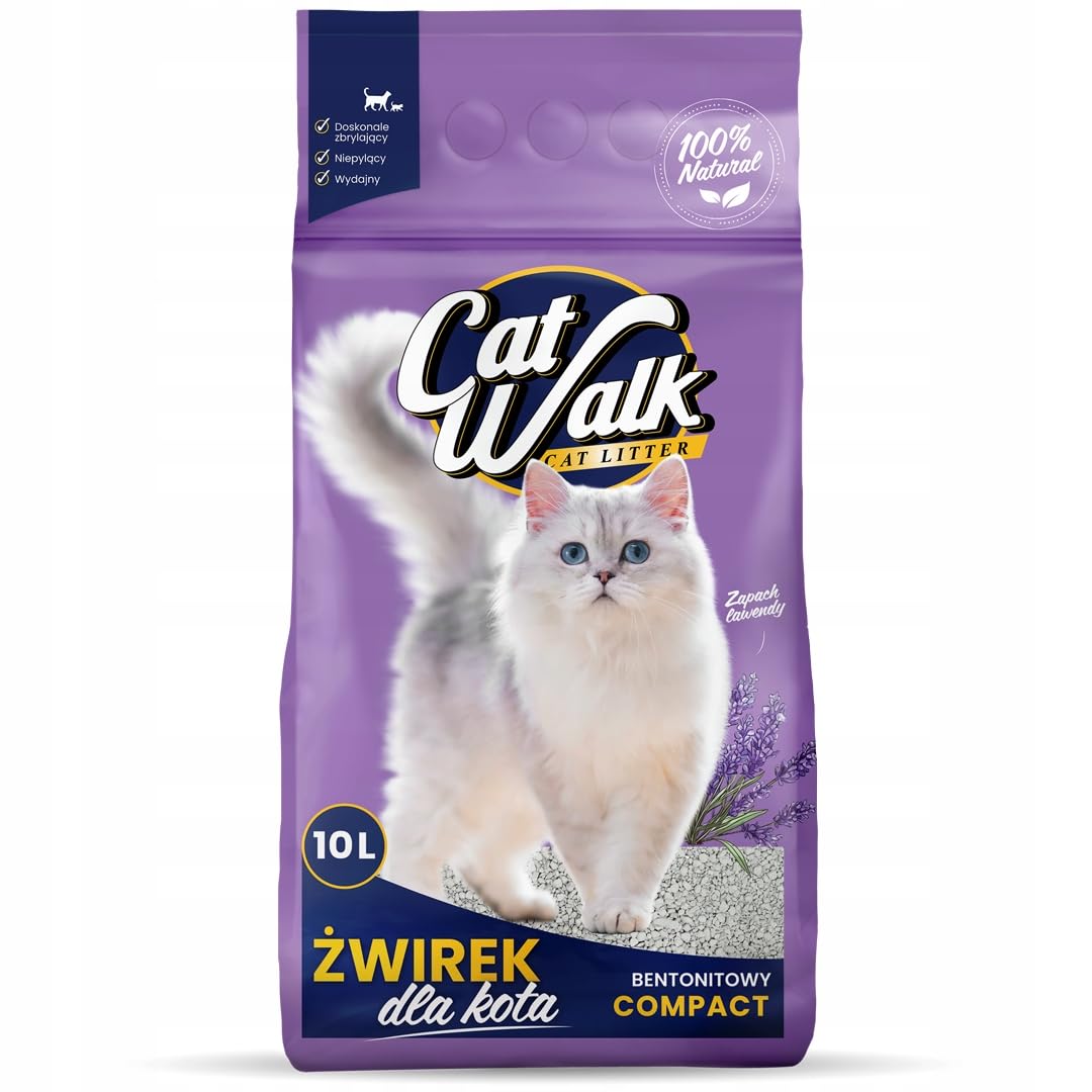 Żwirek dla kota bentonitowy LAWENDOWY CatWalk Compact 10L zbrylający