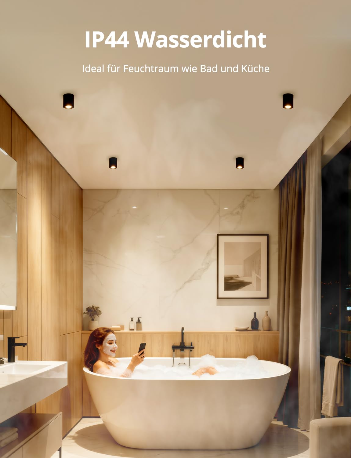 BOJIM 5,5 W LED Aufbauspots Schwarz 230V Aufbaustrahler Dimmbar 530LM Deckenspots Aufputz, Warmweiss Neutralweiss Kaltweiss Ø 80 × 83 mm IP44 für Aussenbereich Bad 4 Stück