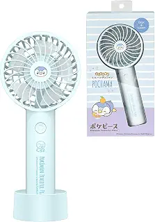 ポケピース ハンディファン (ポッチャマ ブルー) スタンド付属 風量3段階調整機能 軽量＆コンパクト手持ち扇風機 卓上扇風機 ギフト プレゼントに最適 USB充電 Type-C対応