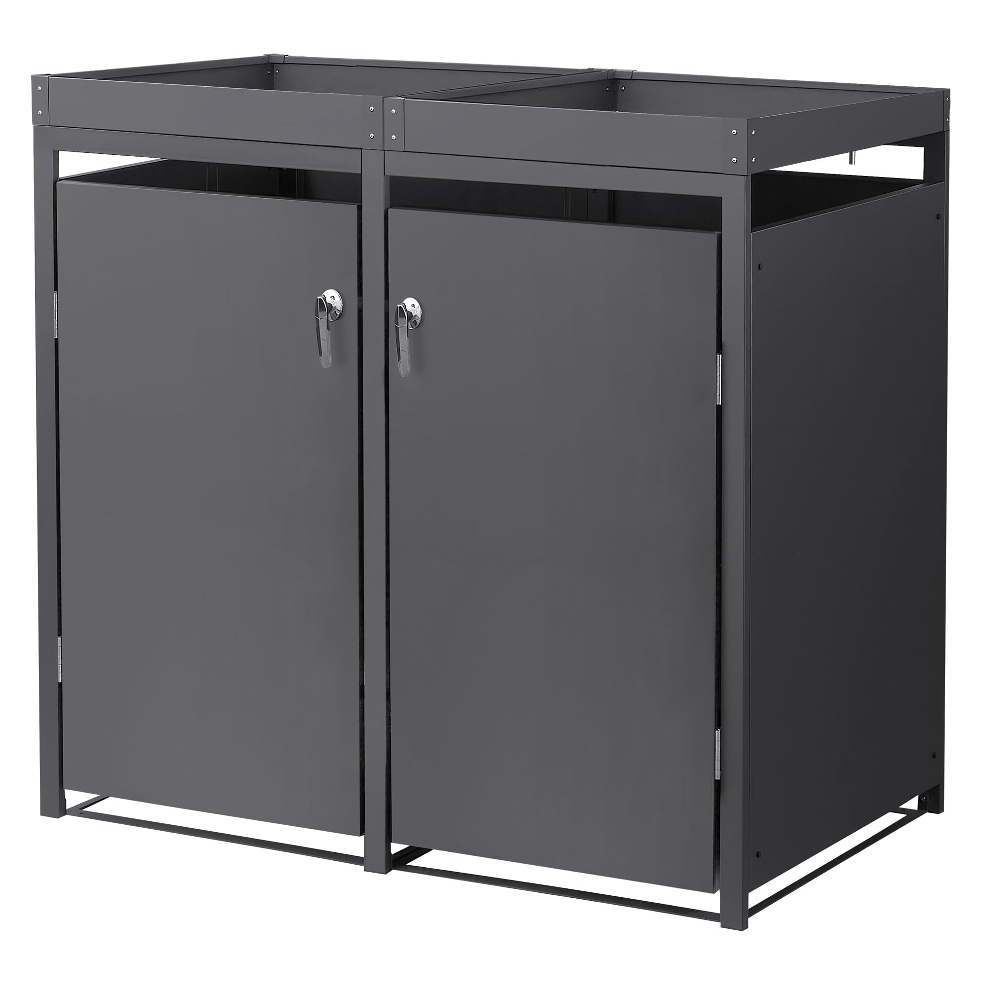 ML-Design Mülltonnenbox 2er 240L mit Pflanzdach, Mülltonnenverkleidung für 2 Mülltonnen, Müllbox wetterfest, Mülltonnenhaus aus Stahl, Müllcontainer mit abschließbarer Tür, 132x80x124 cm, Anthrazit