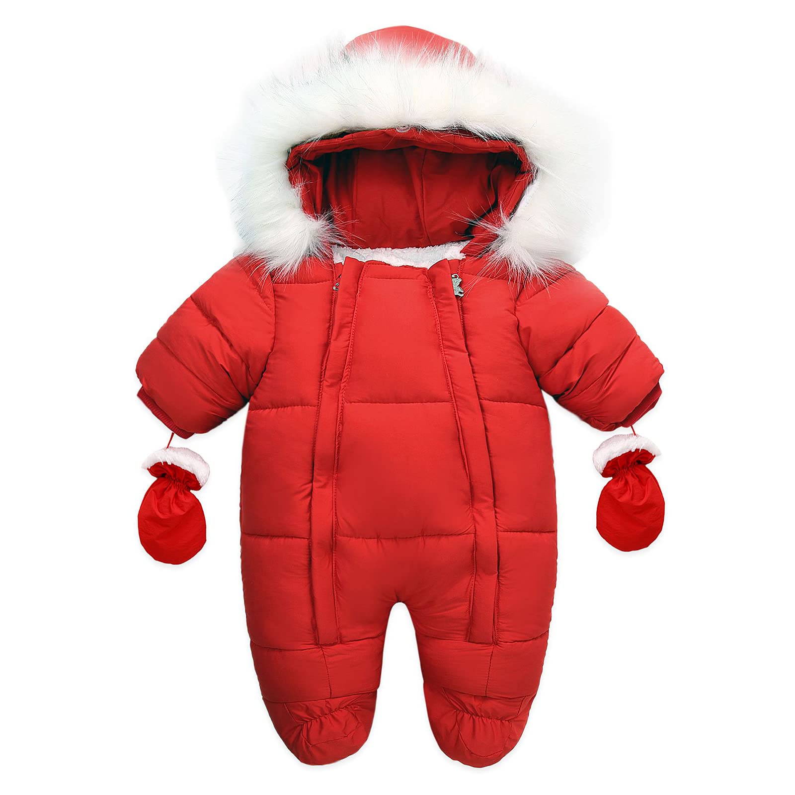Geagodelia Pagliaccetto Invernale Neonati Unisex Tutina Calda con Cappuccio Cerniera Guanti Tuta da Neve Outfit alla Moda Giubbotto Infantile Cappotto Capispalla