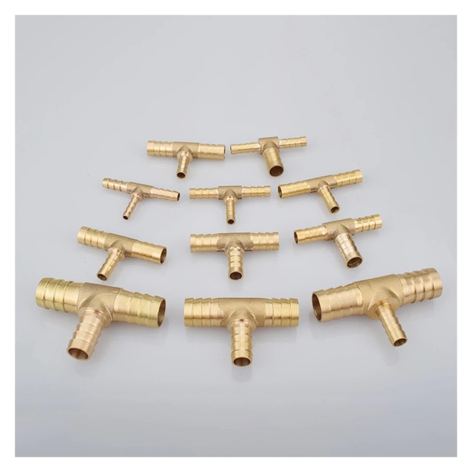 Brass Equal Tee Reusable Hose Connector 4-19mm For Water Air Lines