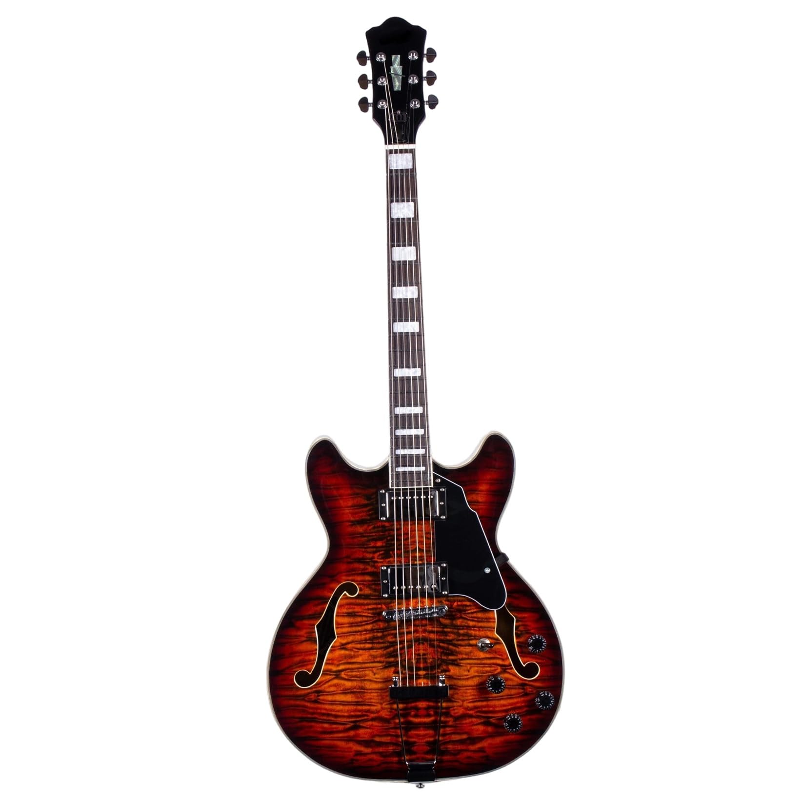 Standard Gitara Elektryczna 22 Progi Praworęczna Gitara Elektryczna Semi Hollow Z Wykończeniem Drewna Klonowego I 6 Strunami Trwała