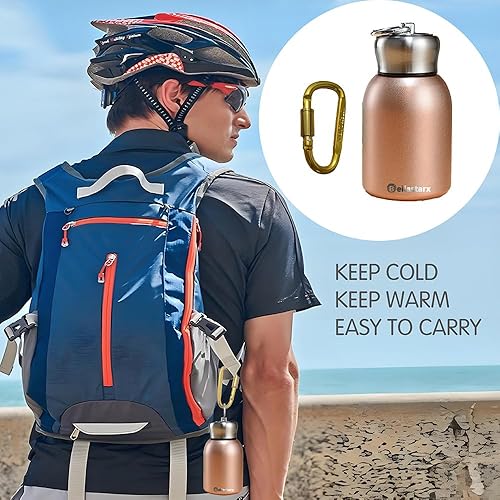 Miniatura 7 de Mini botella de agua aislada al vacío de 10 onzas, pequeña botella de agua de acero inoxidable, portátil, a prueba de fugas, botella de agua