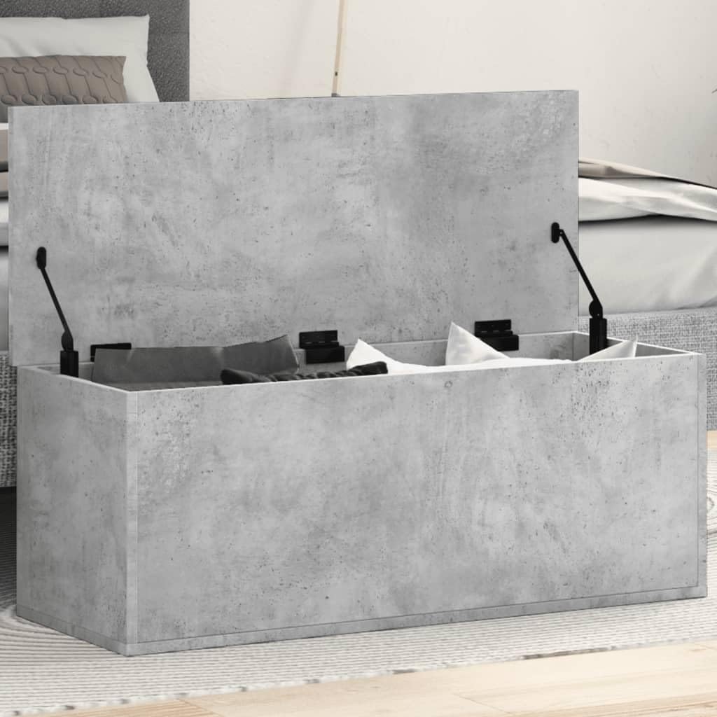 Homgoday Holzwerkstoff Truhe Betongrau 90x35x35cm Deko und Aufbewahrung - Couchtisch Model840684