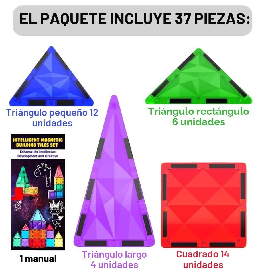 Bloques magnéticos educativos STEM para bebés, aprendizaje creativo sensorial Montessori de 36 piezas 2