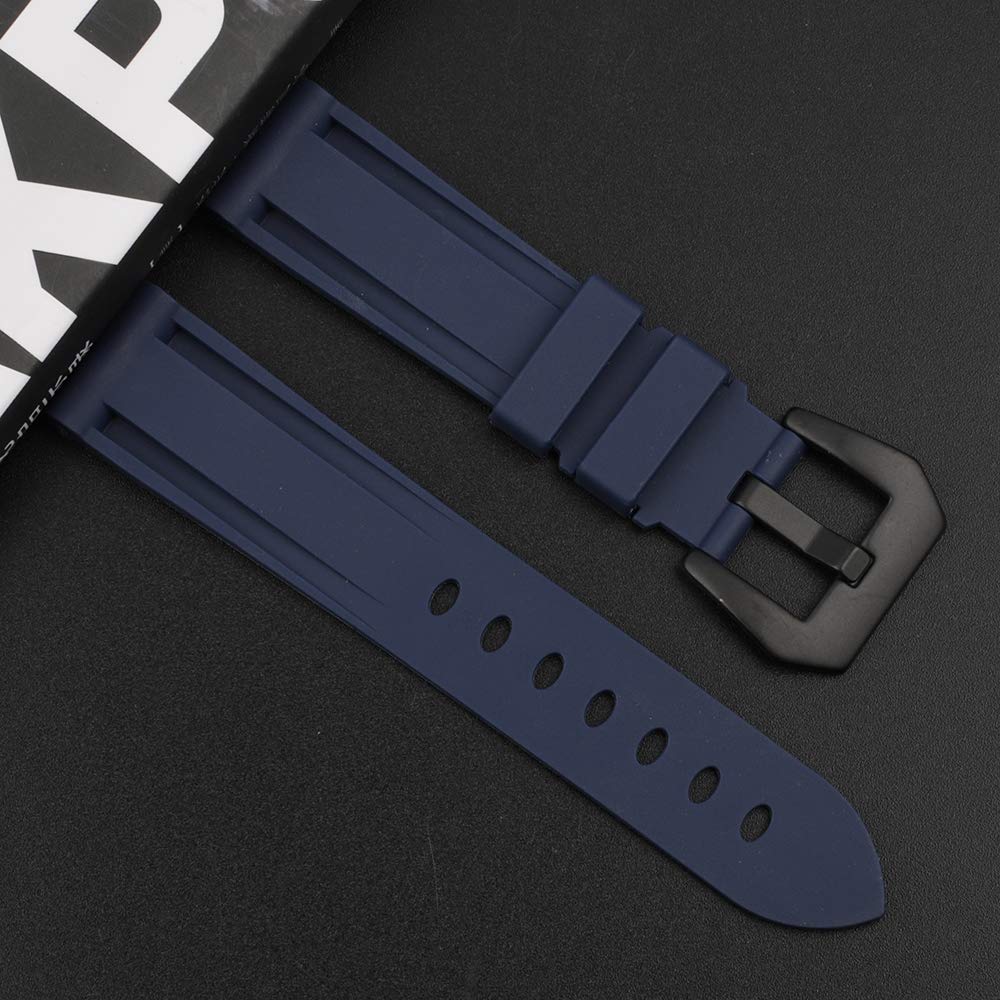 Onthelevel Rubber Watch Bands 20mm 22mm 24mm Waterproof Silicone Watch Strap Replacement | Multiple Colors (20mm, Blue with Black buckle)