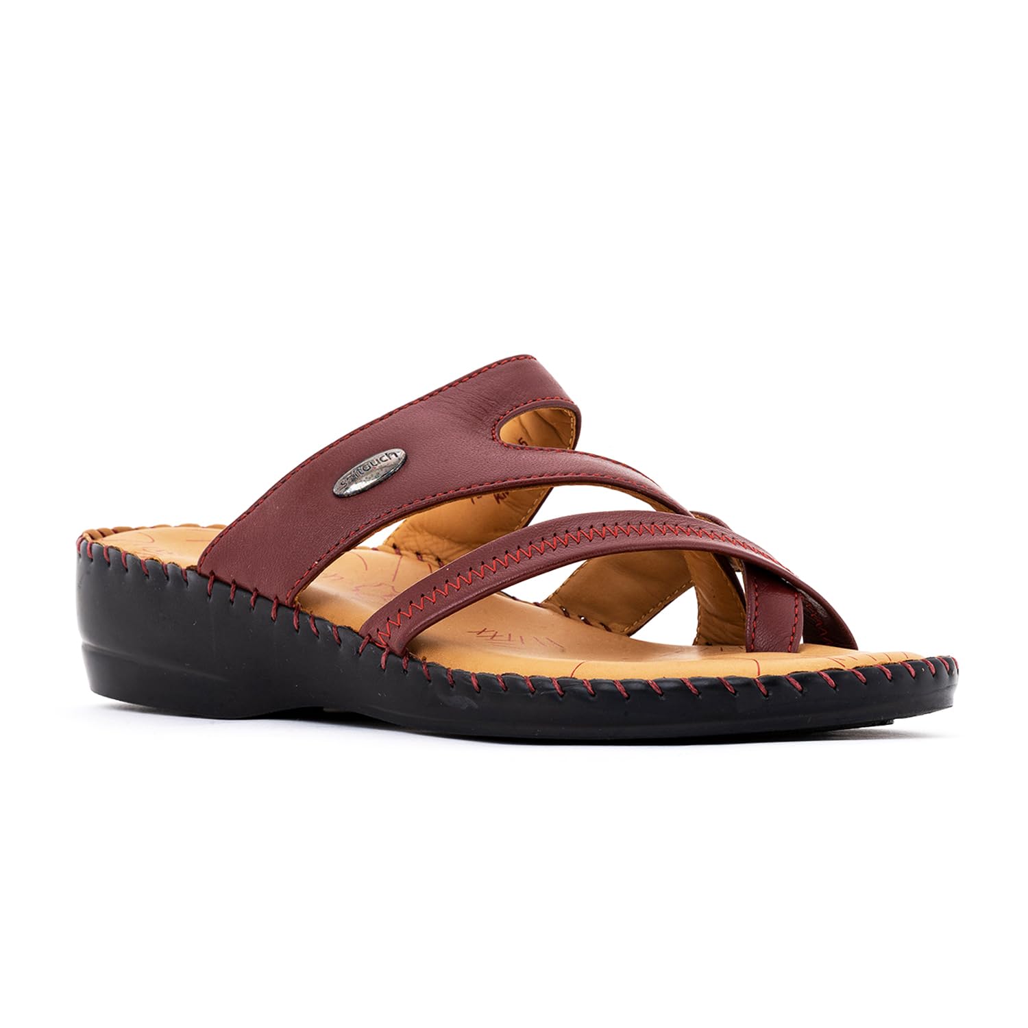 Khadims Softouch Red Leather Wedge Heel Slip On Sandal for Women (7591135) (B0D3M3R63F) Amazon Price History, Amazon Price Tracker