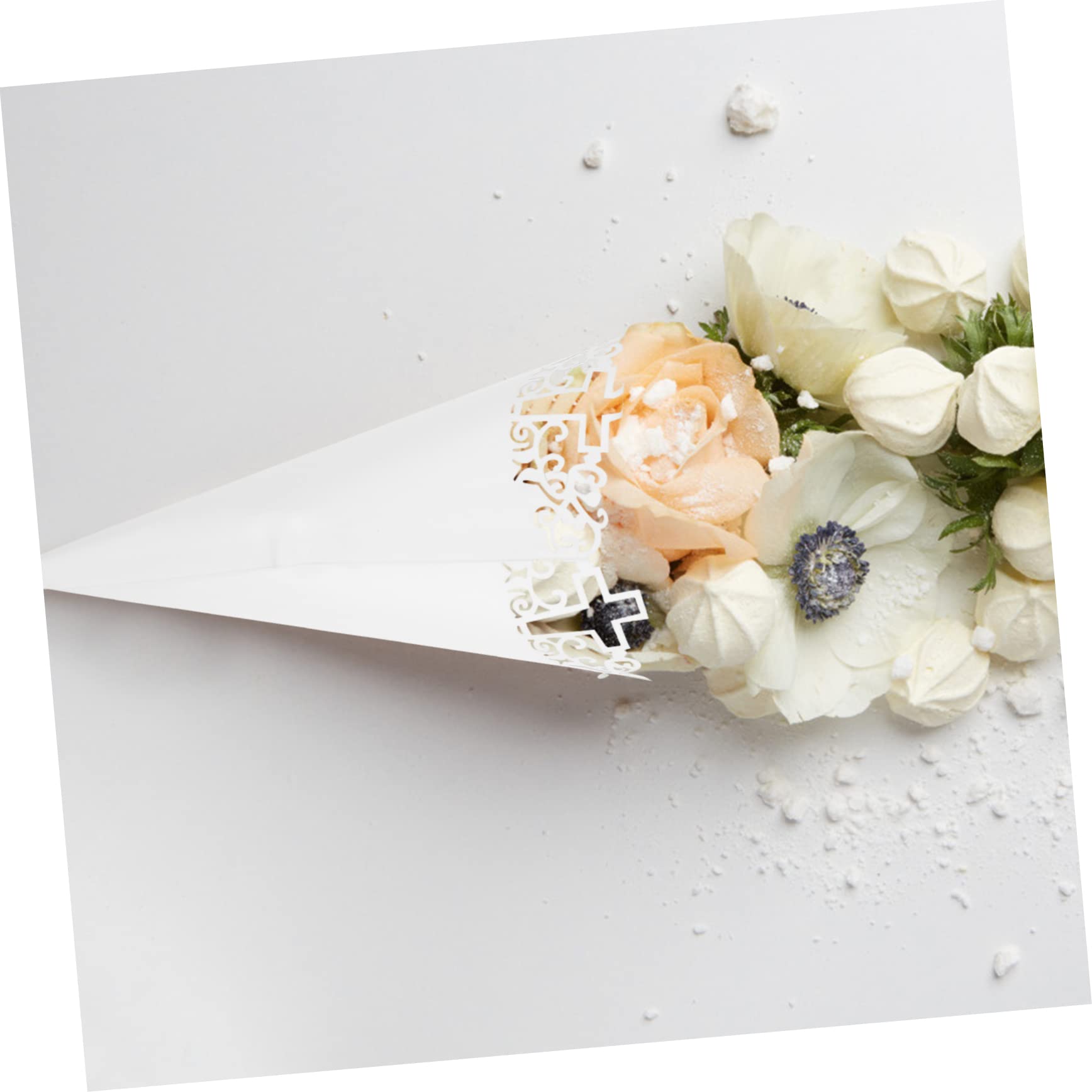 SHINEOFI 100piezas Conos Para Confeti De Boda Diseño De Encaje Hueco Sostenedores De Flores y Pétalos Decoración Para Ceremonias y Fiestas