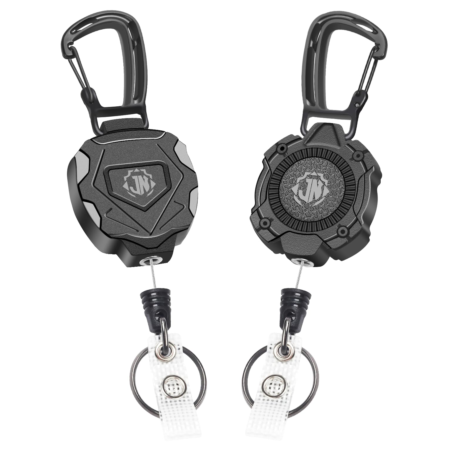 2-Pack Retractable Keychain,Heavy Duty Retractable ID Badge Clip Reels with Zinc Alloy Carabiner,31.5” Steel Cord, 9 oz Rebound (Style 1)