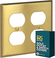 Vista 45 de Rio Salto BRASS - Placa de pared de metal dorado para interruptor de luz, placa de pared para receptáculo, cubiertas basculantes de 1 banda, latón