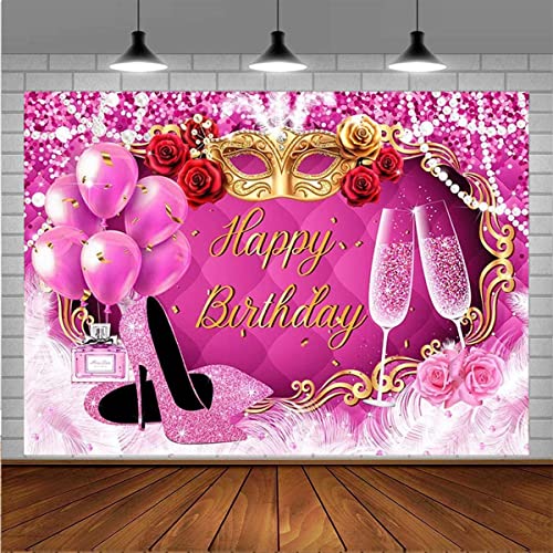 Fondo Fotográfico Fiesta Cumpleaños Rosa 7x5FT miniatura 2
